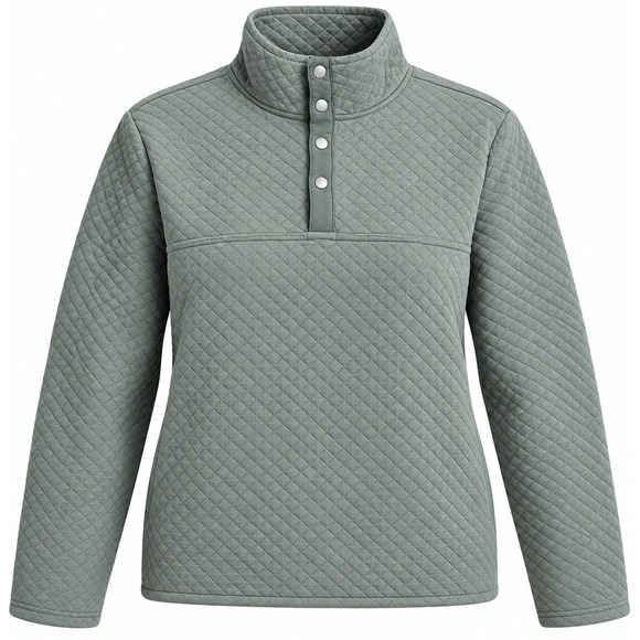 Sonoma Goods For Life Tops - Sonoma Quilted Snap Pullover Mock Neck Sweatshirt XXL sage Green cozy cabin